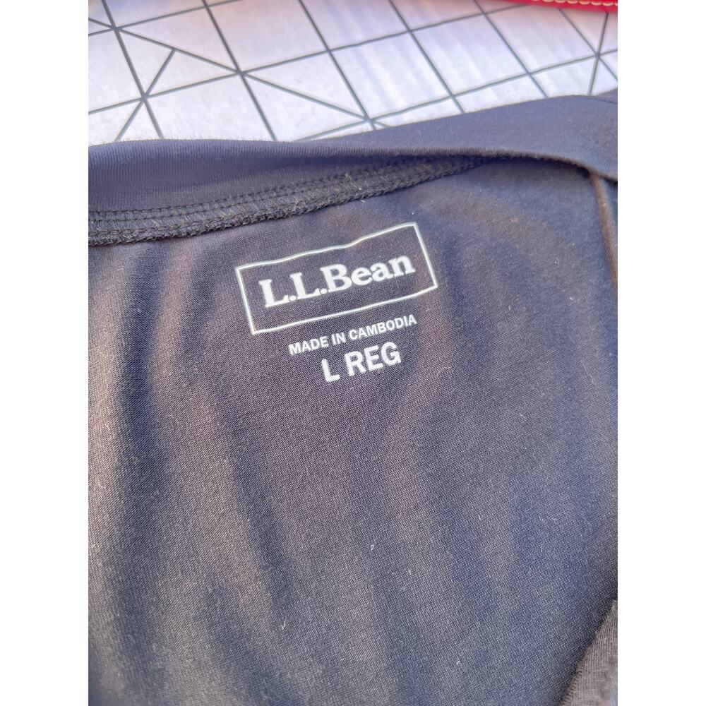 L. L. Bean Summer Knit Dress Faux-Surplice Styling  Empire Waistline Black Sz L - Picture 5 of 9